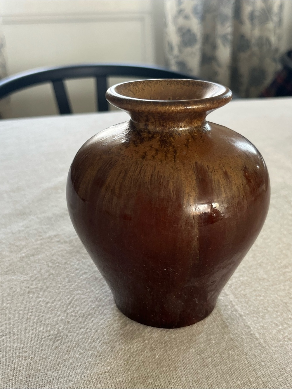 Vintage Brown Glazed Ceramic Vase | Rustic Pottery Decor